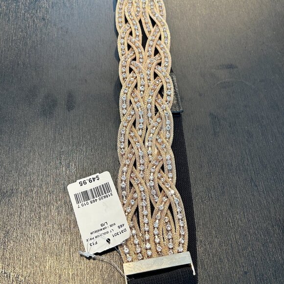 Vtg Le Château Gold Rhinestone Snake Chain Belt Elastic | Taylor Swift Glam 1 Sz - Picture 3 of 11